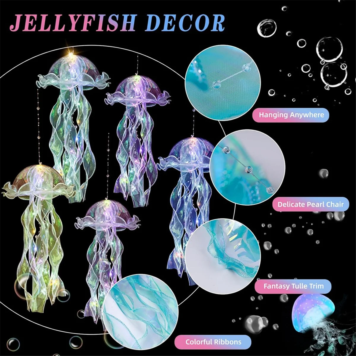 A03R Jellyfish Decor, 10 Pcs Jellyfish Lanterns Hanging Jelly Fish Decoration for Under the Sea Decorations