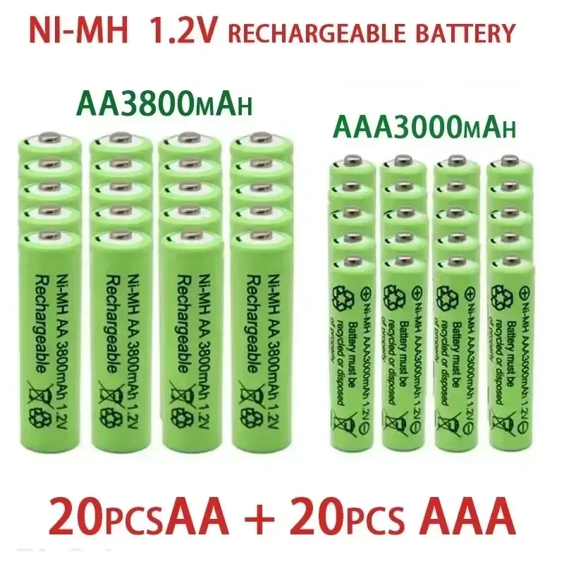 

1.2V Rechargeable battery 100% genuine 1.2V AA 3800mAh +AAA 3000mAh Rechargeable battery NI-MH battery free shipping