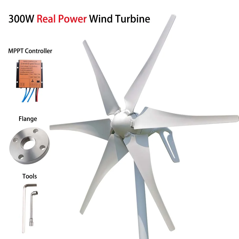 

300W Real Power Wind Generator PMG AC Generators 12V 24V Output with MPPT Controller Wind Power Turbine Generator for Home