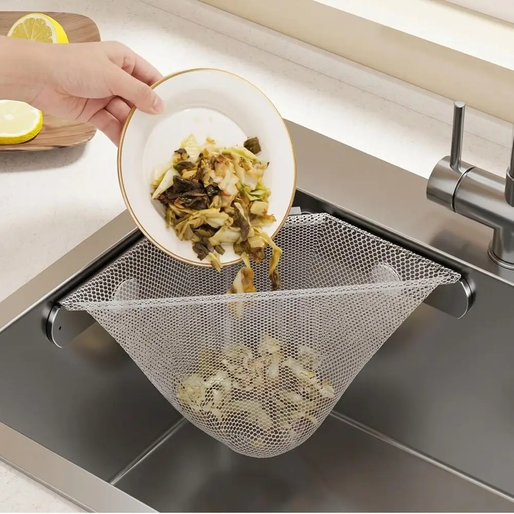 Metal Kitchen Sink Strainer Adhesive Mount Drain Protection Corner Sink Strainer Durable Food Scrap Strainer