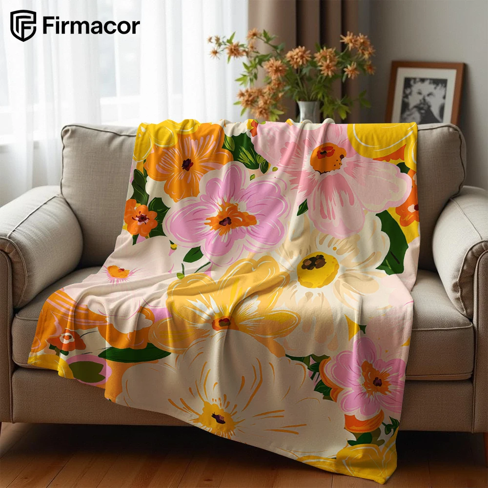 Bright Blooms Ultra Soft Sherpa Fleece Blanket Fluffy Warm Halloween Cozy Throw for Sofa Couch Bedroom Gift All season