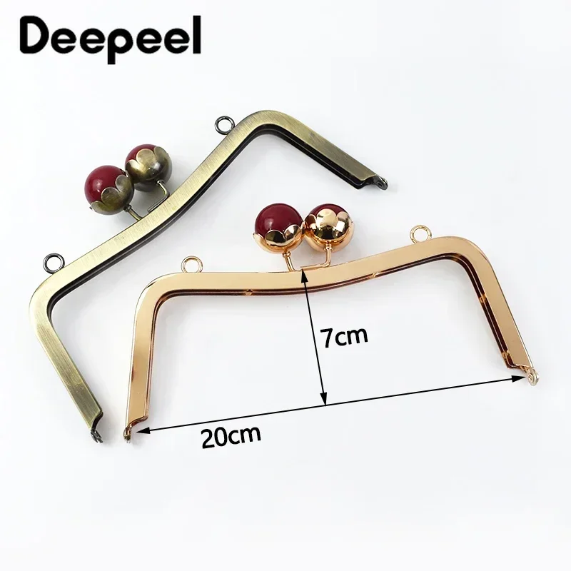 1/2/5Pcs 16/20cm Metal Bag Handle Purse Frame Pearl Head Kiss Clasp HandBag Wallet Sewing Brackets DIY Bags Hardware Accessories