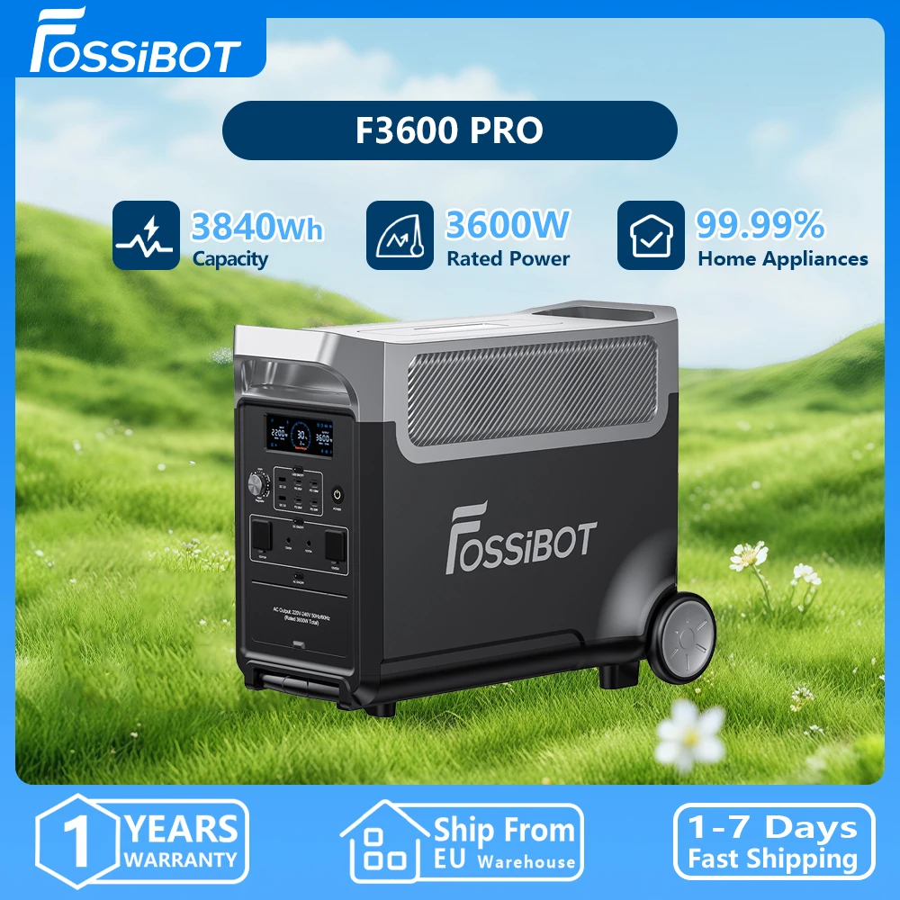 Fossibot 3600W Tragbare Powerstation 3,84Kwh Erweiterbar auf bis zu 11,52Kwh Lifepo4-Akku Solargenerator für Zuhause Outdoor Camping Wohnmobil Elektrofahrzeug