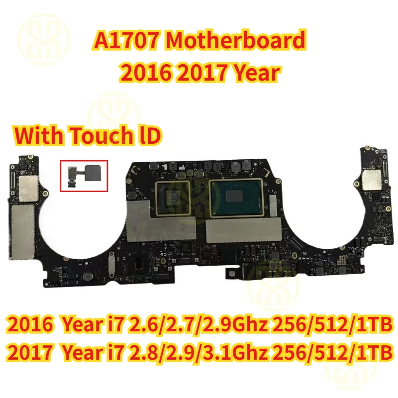 

Original A1707 Motherboard 820-00281-A 820-00928-A For MacBook Pro Retina 15" Logic Board With Touch ID 256G 512GB 1TB 2016 2017