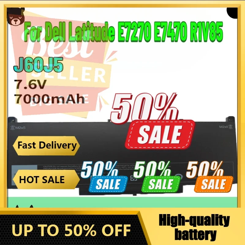 

【Fast Delivery 】New J60J5 Laptop Battery 7.6V 55WH For DELL Latitude E7270 E7470 Series J60J5 R1V85 MC34Y 242WD