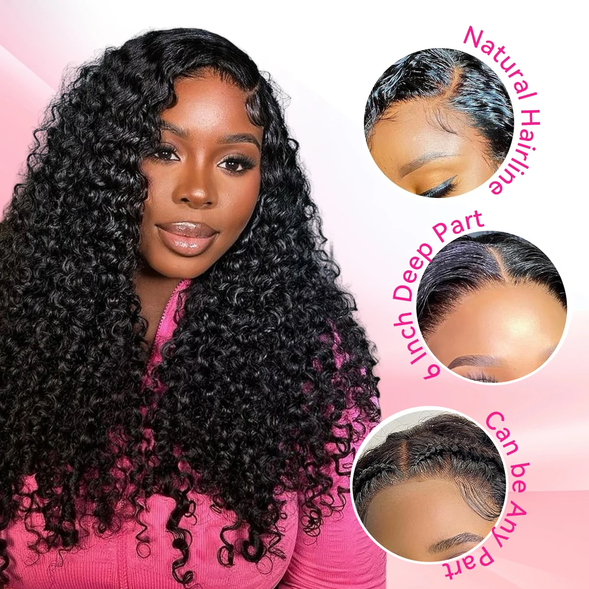 Burmese Curly Wig Human Hair 13x6 HD Lace Frontal Wigs Human Hair 250 Density Transparent Lace Front With Drawstring Wigs Pre Plucked Virgin Remy Hair with Spiral End Natural Color