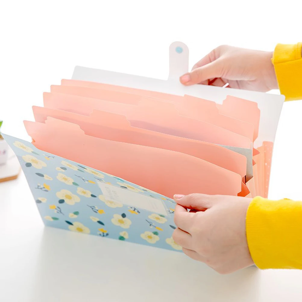 

8 -Pocket File Folders Floral Cute for School Desk Documents Blue Colored Holders Stobok Pink Office
