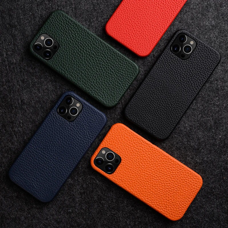 Luxury 3D lychee pattern hard leather Phone case for iphone 13 Pro Max 12 13 mini 14 pro max 11 XR XS MAX 7 8 plus 6S SE 3 Cover