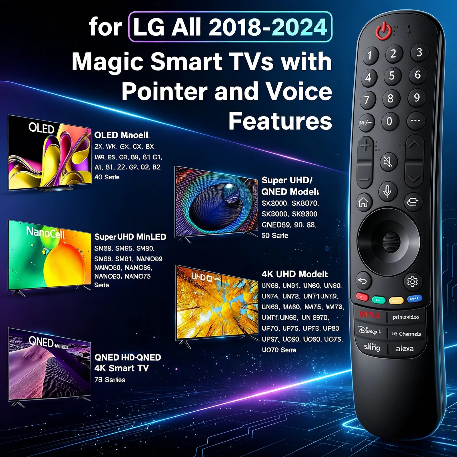 AN-MR24GA/23GA/22GA/21GA Universal Magic Remote Control for L-G Smart TV 2018-2024 Air Mouse Voice Remote for UHD OLED QNED TV