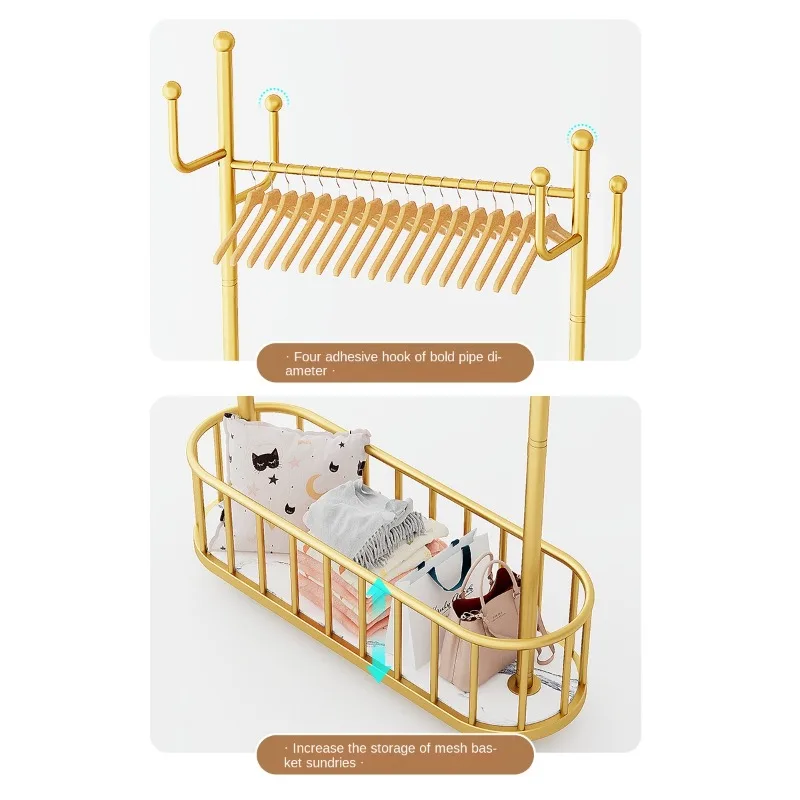 

Clothes hanger on the floor, bedroom hanging clothes hanger with movable wheels, household internet famous light luxury clothes