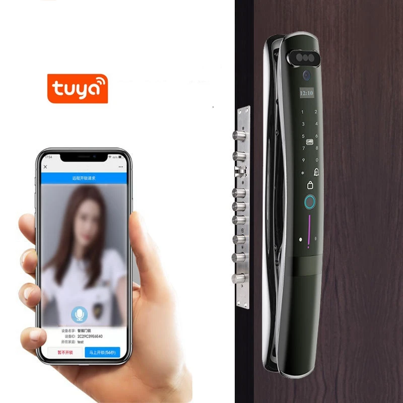 

Wifi Tuya 3D Infrared Light Face Recognition Lock With Camera Fingerprint IC Card Password Intelligent Auto Electronic Door Lock