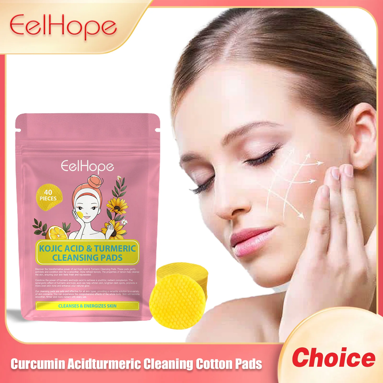 Eelhope Turmeric Facial Cleansing Tablet Remove Dirt Lastng Smooth Skin Moisturizing Exfoliate Kojic Acid Face Oil Control Pads