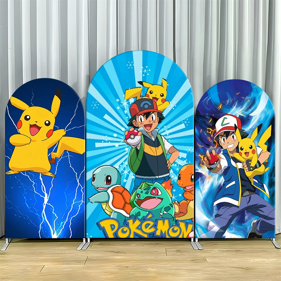 

Pokemon Pikachu Kids Birthday Backdrop Cover Birthday Arch Party Decorations Anime Game Theme Baby Shower Photo Booth