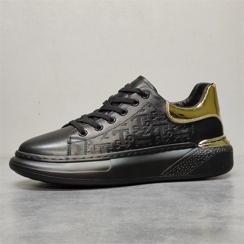 

Rare Thi Bot Heightening Men's Leather oes Faionable Bla Casual Board oes round Toe Rubber Outsole Leisure Footwear