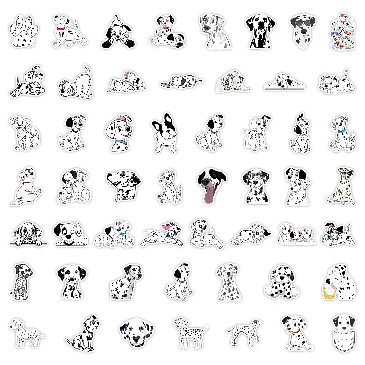 50pcs Cute Cartoon Dalmatians Suitcase Cup Graffiti Decoration Notebook Waterproof Sticker