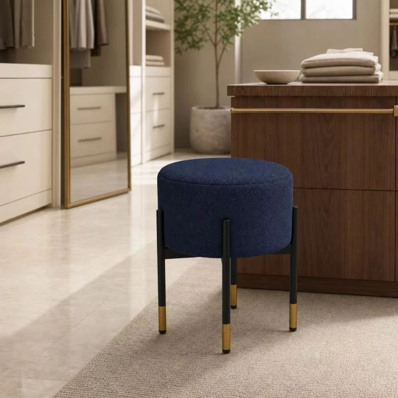 Fabric storage stools, durable upholstered seats, four-legged decorative furniture, suitable for family bedrooms, living rooms,