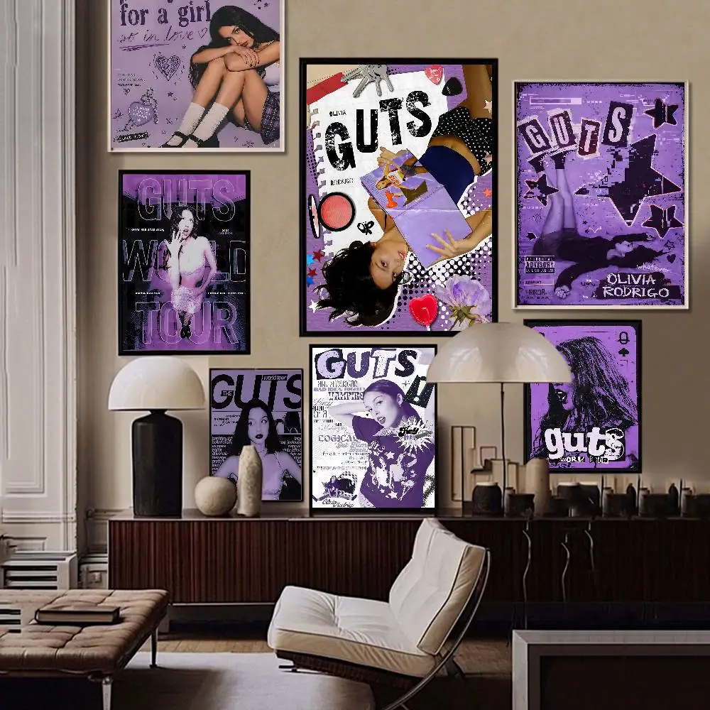 Pósteres Adhesivos de la Película Singer O-Olivia Cool R-Rodrigo, Adhesivos Decorativos de Pared para Sala de Estar, Bar, Decoración Vintage