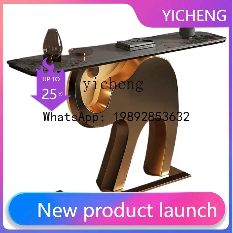 

Console Affordable Luxury Style High-End Curio Cabinet Aisle Stone Plate Shelf Strip Table