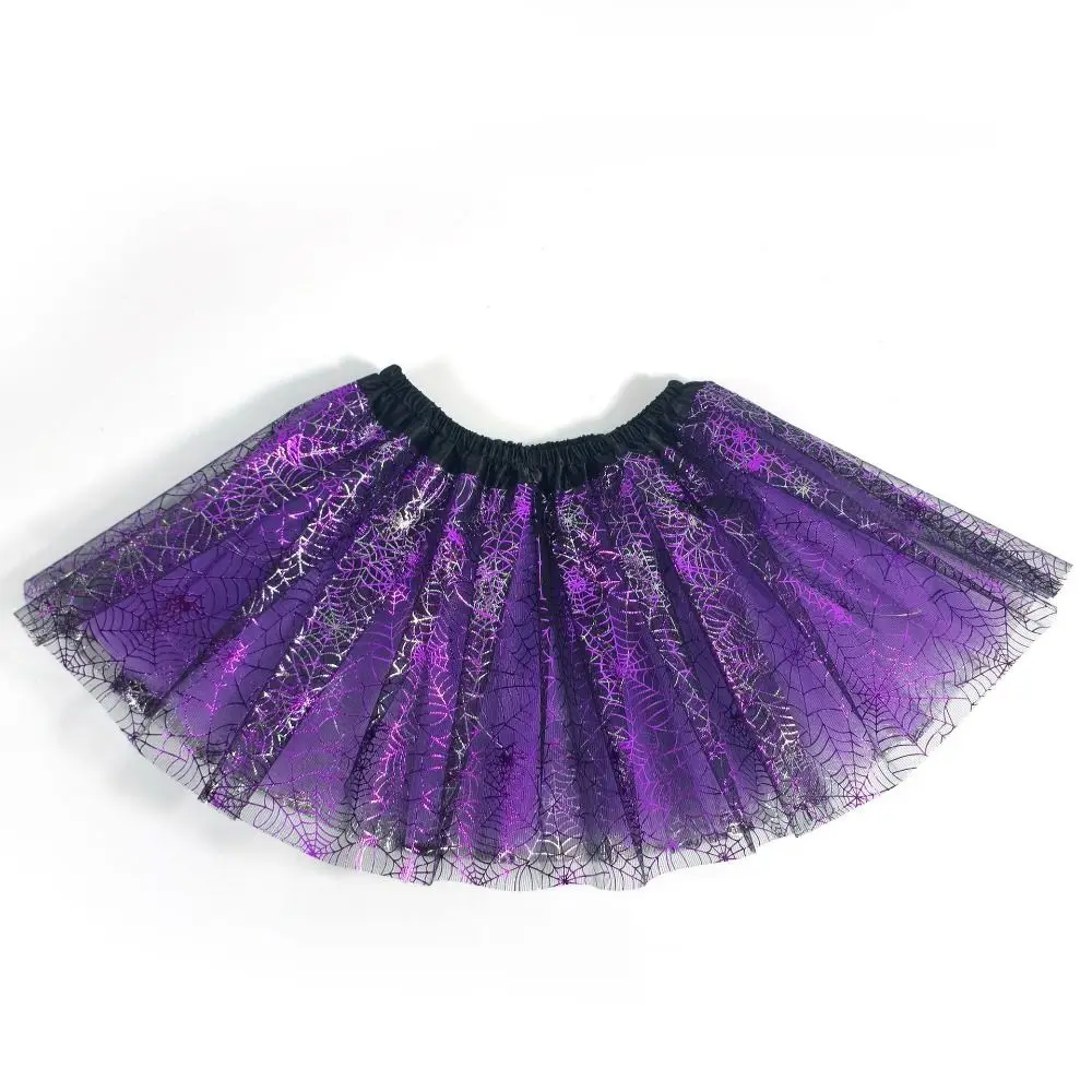 Princess Style Mesh Tutu Skirt Pom Pom Puffy Girls Mesh Puffy Skirt with Lamp Beads Short Length Pom Pom Skirt Daily Wear