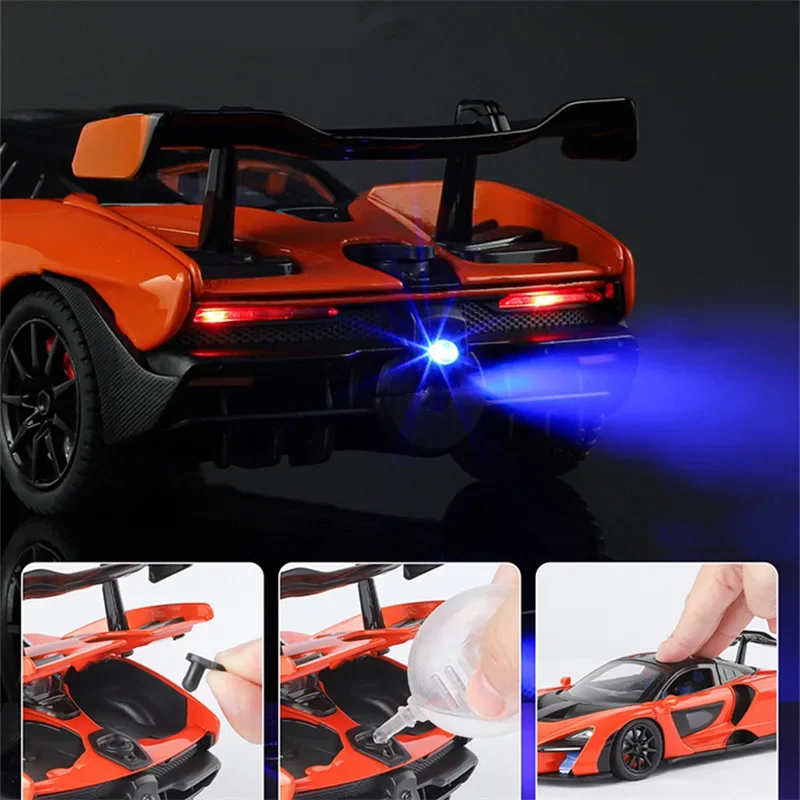 1/24 Senna Legering Sportwagen Model Diecasts Metal Track Racing Voertuigen Auto Model Geluid Licht Simulatie Met Spray Kinderen Speelgoed gift
