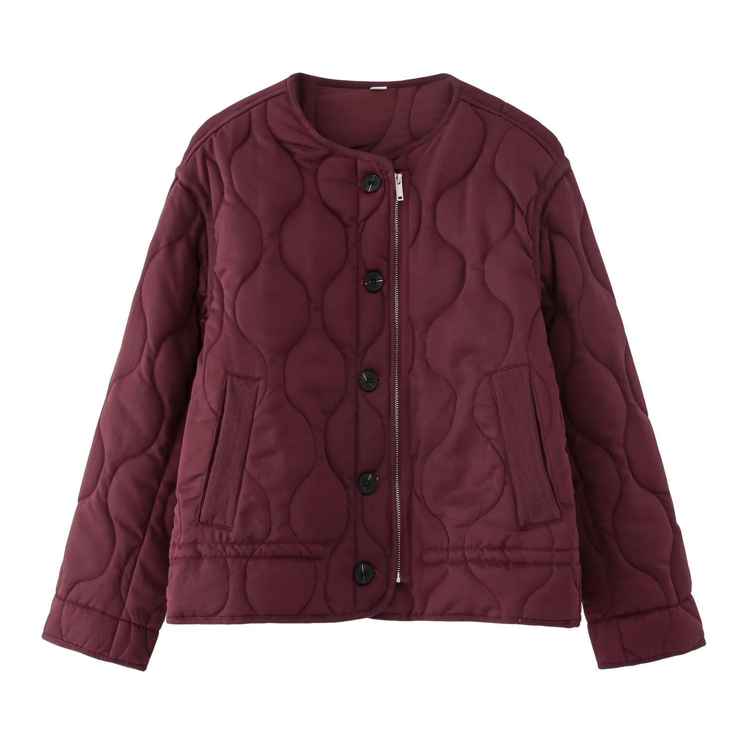 Women's Clothing 2025 Winter Round Neck Long Sleeved Loose Casual Cotton Jacket