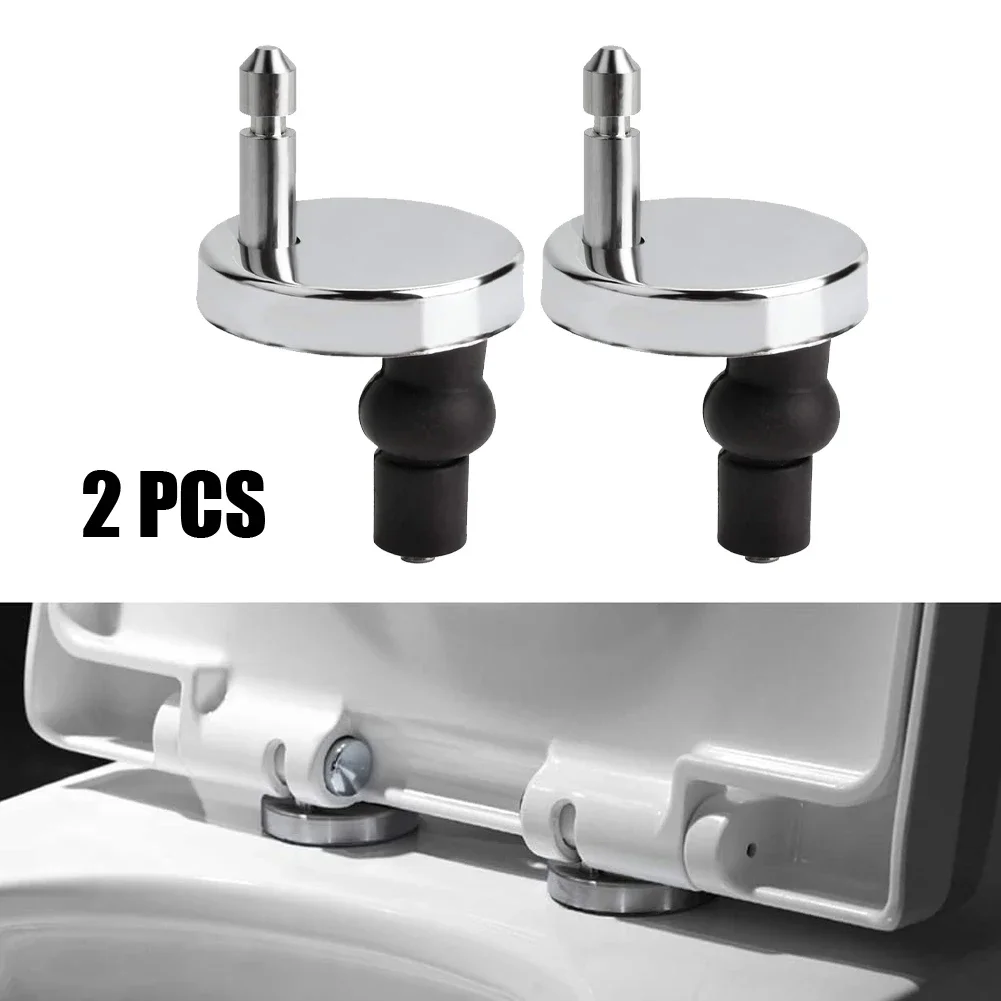 2x Toilet Seat Hinges Black & Silver Fitting Heavy Duty Hinge Spare Parts Stable Strong Top Close Release Quick