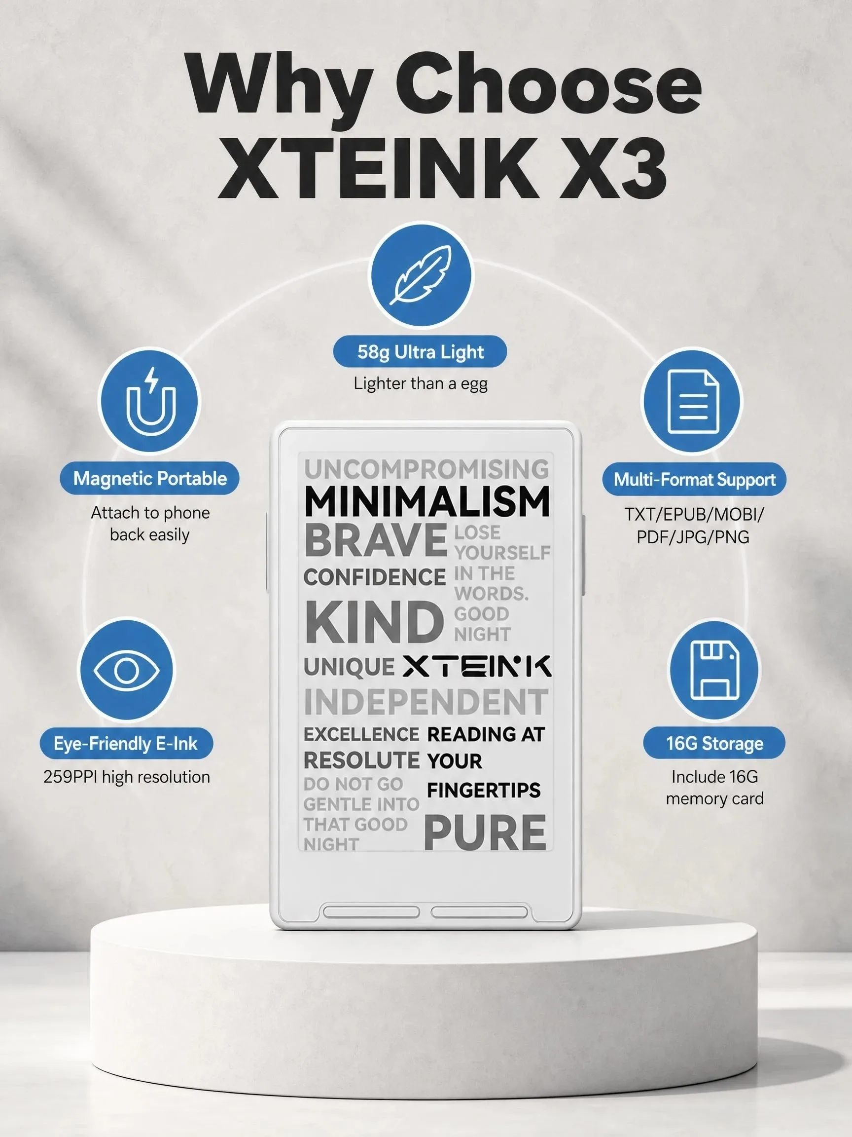 NEW XTEINK X3/X4/X4 PRO E-Book Reader Portable Electronic Paper Ink Screen E-Reader 16GB High Resolution Support CrossPoint