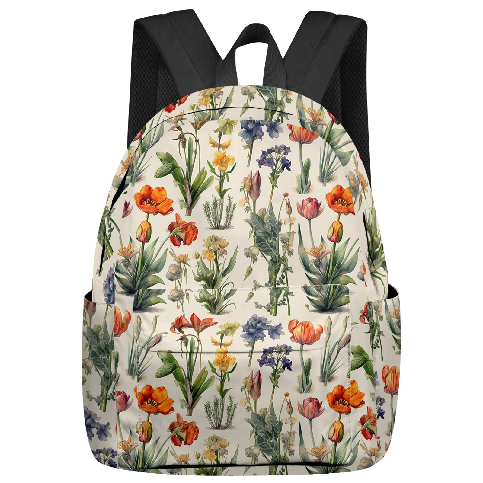 Flower Retro Backpack Teenagers Student School Bags Laptop Custom Backpack for Men Women Travel Bag