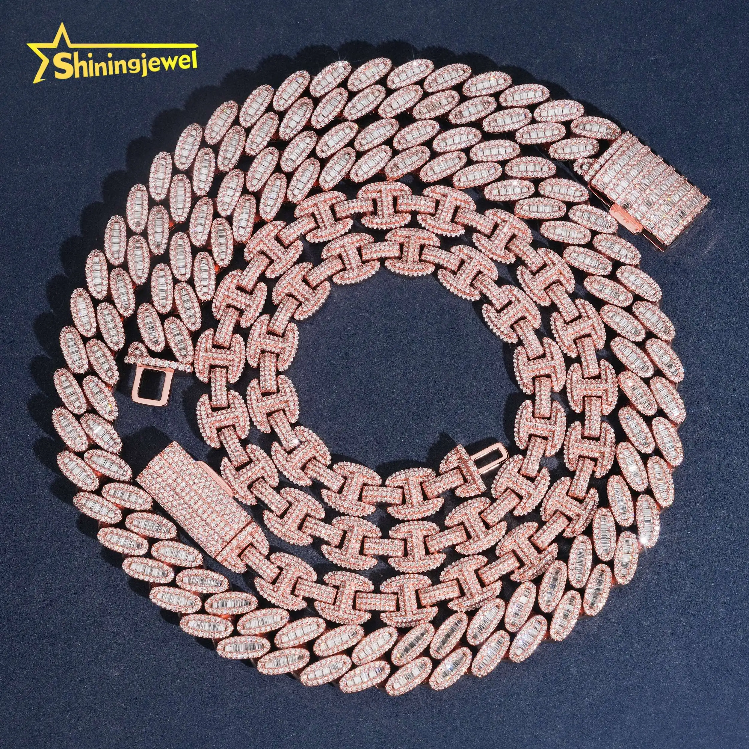 Diamond Pass Tester Promotion Hip Hop Jewelry Men Necklace 925 Sterling Silver 15mm Moissanite Cuban Link Chain & Bracelet.