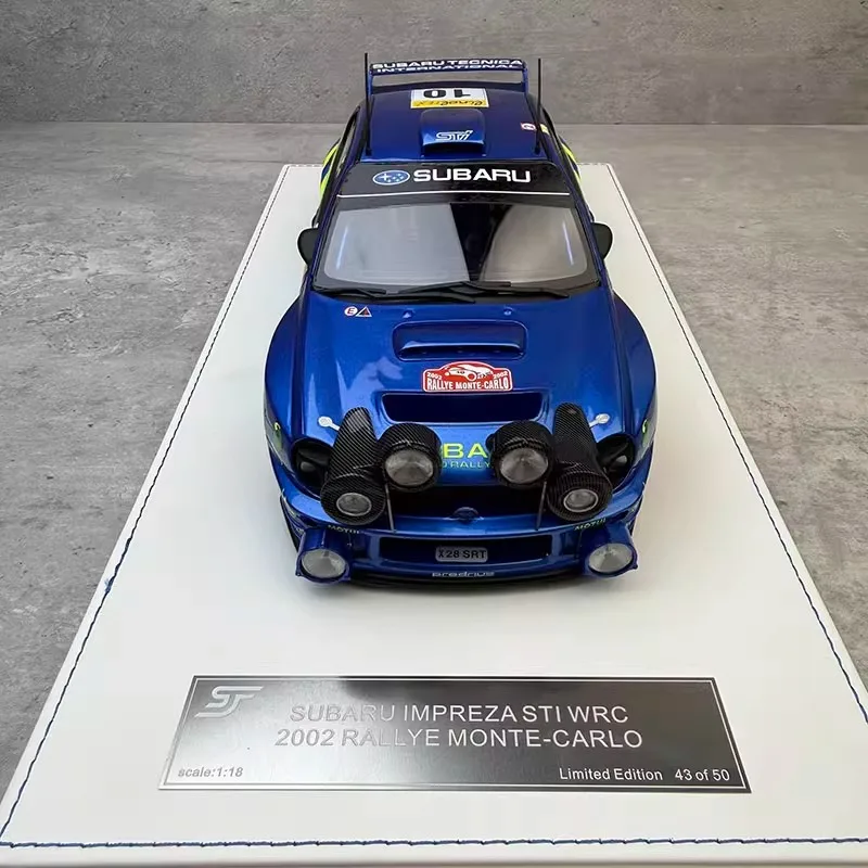 Original Neue Marke 1/18 Subaru Impreza STI WRC 2002 Monte Carlo Rally Harz Auto Modell Zimmer Display Autos Junge Sammlung Spielzeug Geschenk
