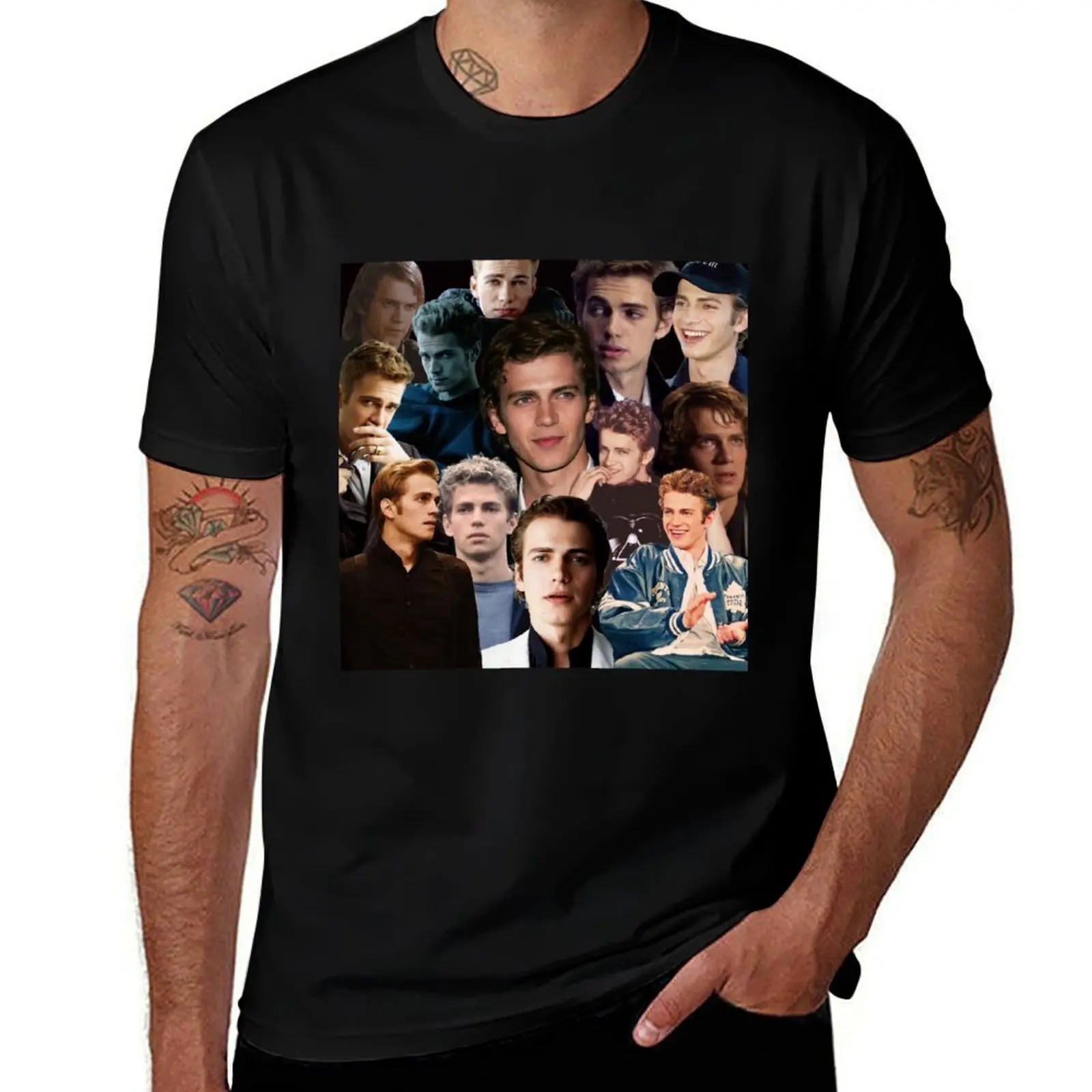 

Hayden Christensen Hot Collage T-Shirt Functional Casual Short Sleeve Tee