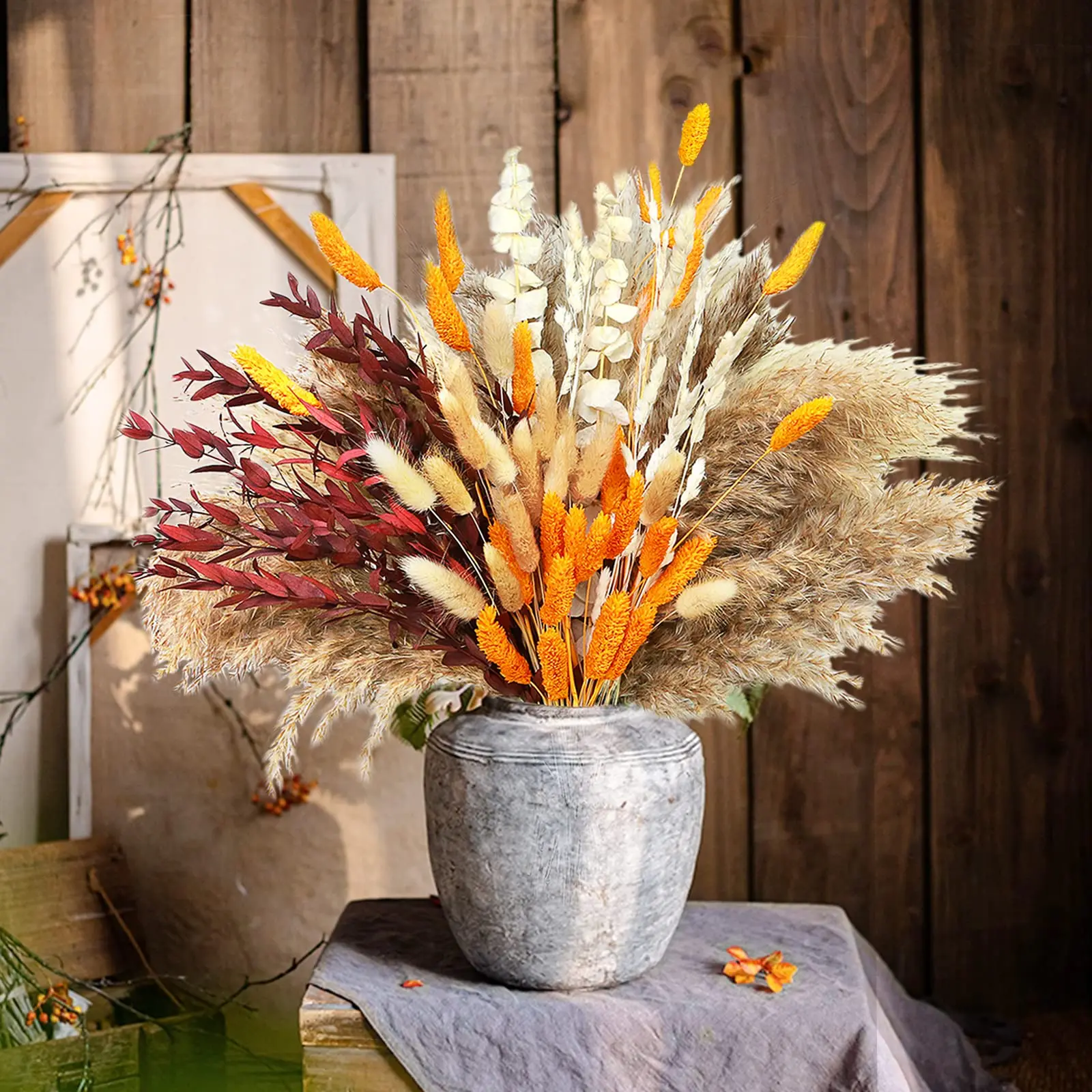 

Boho Home Decor Bouquet Bunny Tails Flowers Reed Grass for Wedding Floral Arrangements Table Decor Rustic Farmhouse Party