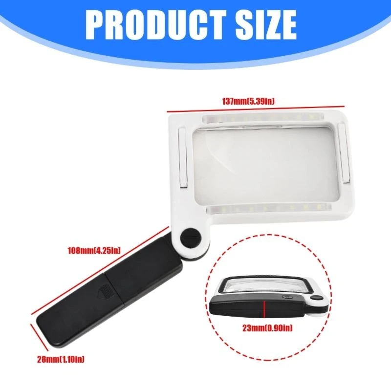 Ergonomic Handheld 3.50X Glass with LED Lighting Featuring Acrylic Lens D2RD