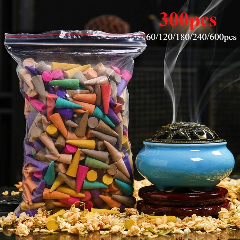 Conos de Incienso Naturales Mixtos para Aromaterapia, con Aroma a Rosa y Lavanda, para Eliminar Olores de Humo, Aliviar la Ansiedad y la Meditación