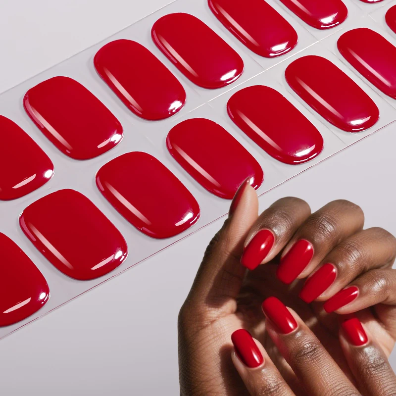 High Quality Non Toxic UV Semi Cured Gel Nail Stickers with Floral Design for Finger Decoration