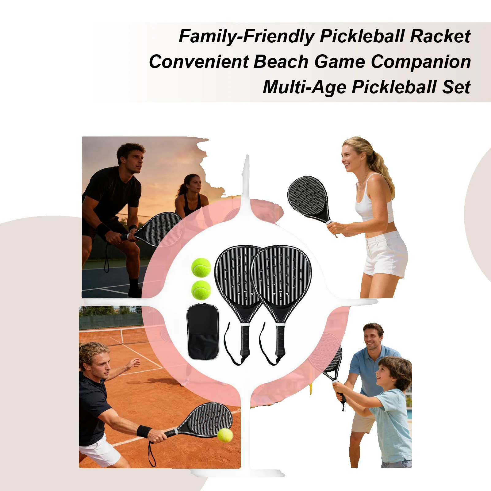 

Pickleball Paddles Carbon Fiber Lightweight Non-Slip Portable Paddle Paddleboard Racket Set For Women Men Adults Sports Games
