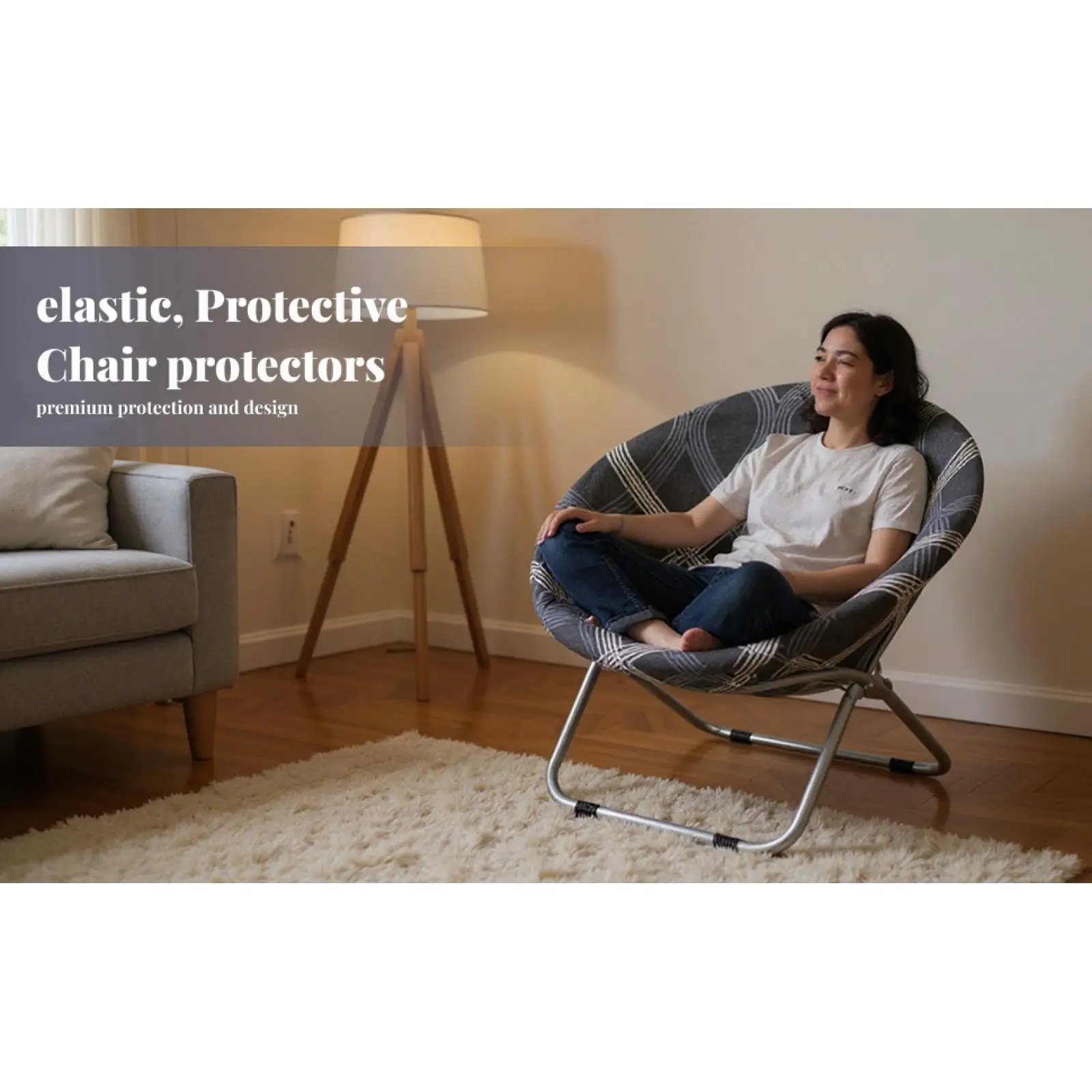 Stretch Removable Chair Cover Moon Saucer Seat Protector Upholstery Lining for Dining Room Home Cafe Bar