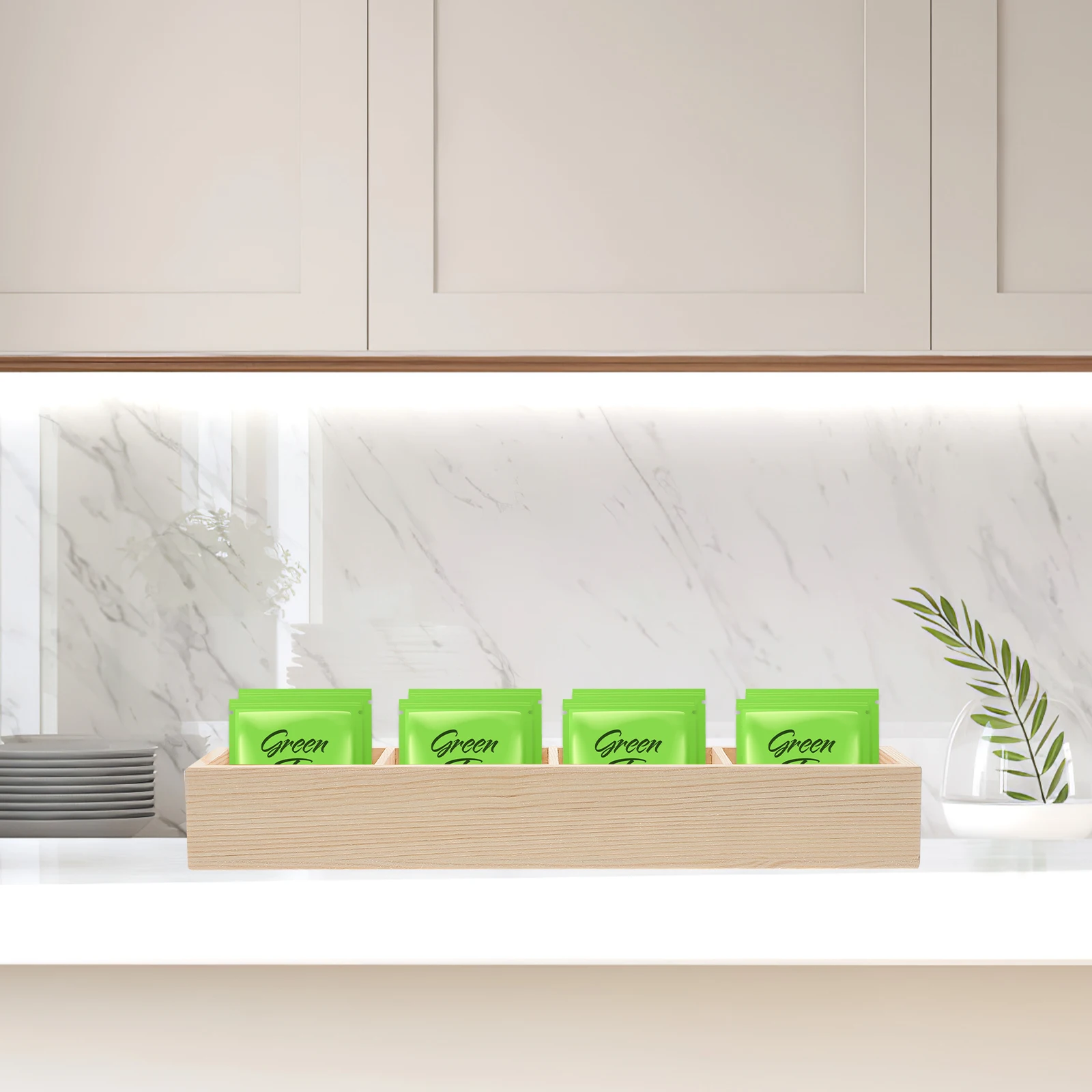 

Деревянный органайзер для чайных пакетиков с отделениями для кофейных пакетов, пакетов для сахара, настольный контейнер для хранения, кухонная столешница, чай