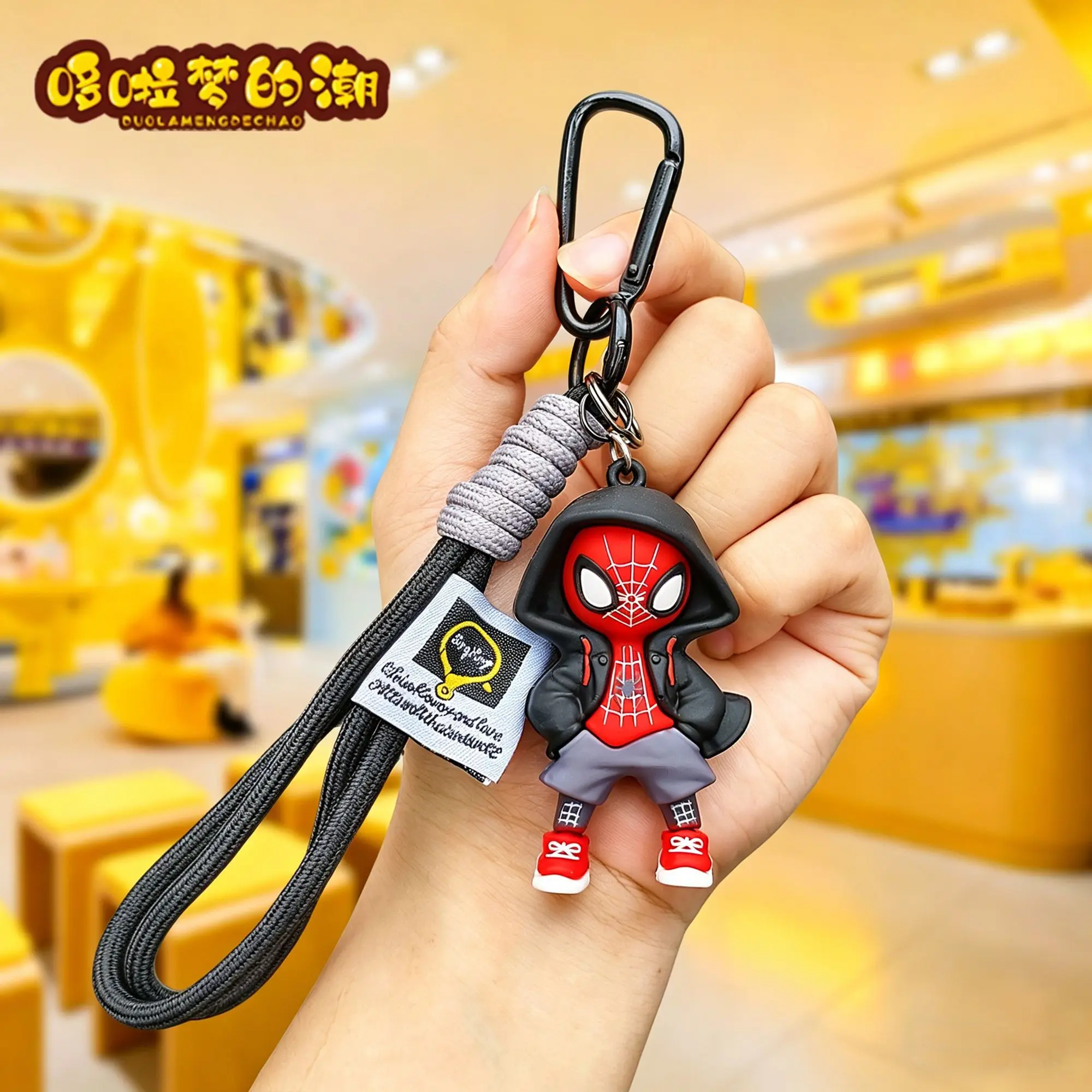 

Marvel's New Cartoon Avengers Spider Man Figurine Car Keychain Couple Student Backpack Pendant Exquisite Small Gift Box In Stock