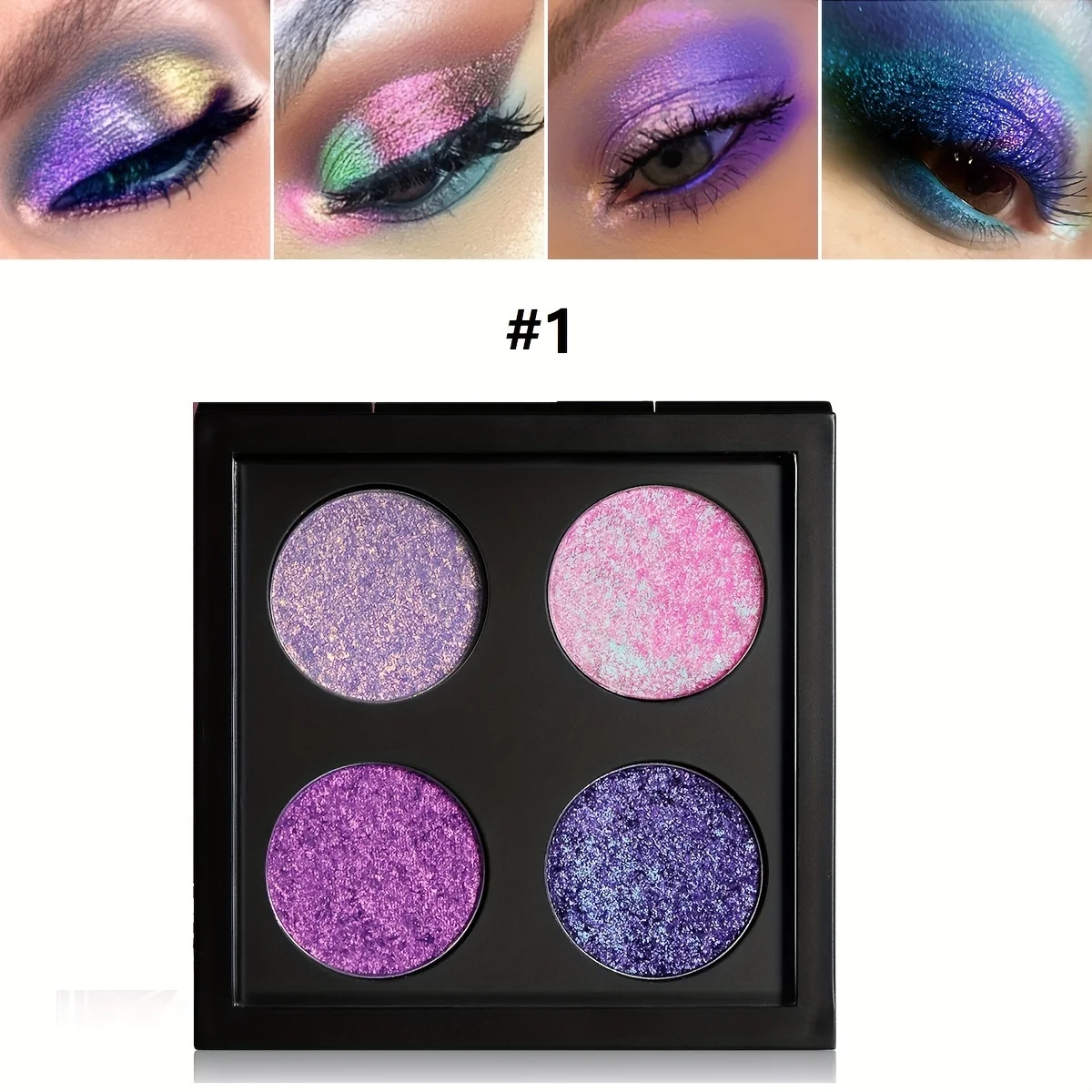 Shimmering Chromatic Magic 4-Pan Chameleon Flash Eyeshadow Palette Optical Shift Diamond Sparkle Versatile Makeup