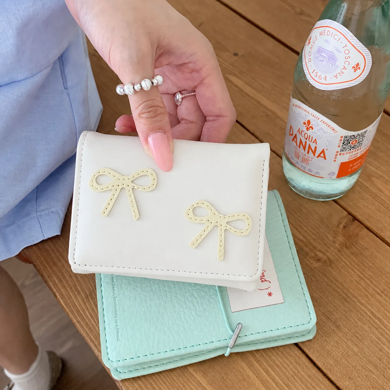 Trifold Wallet Compact Ladies Wallet Small Wallet Cute Compact Card Holder For Small Bag Compartment Dating Card Storage