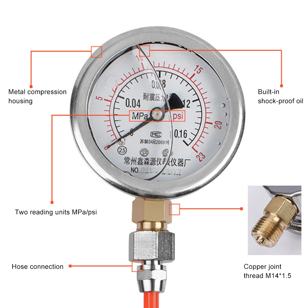 Autp กระบอกสูบเครื่องยนต์เครื่องทดสอบความดันการบีบอัดเครื่องวัดการทดสอบแก๊สเครื่องมือตรวจสอบ/ชุดเครื่องทดสอบการบีบอัดรถยนต์อุปกรณ์เสริม