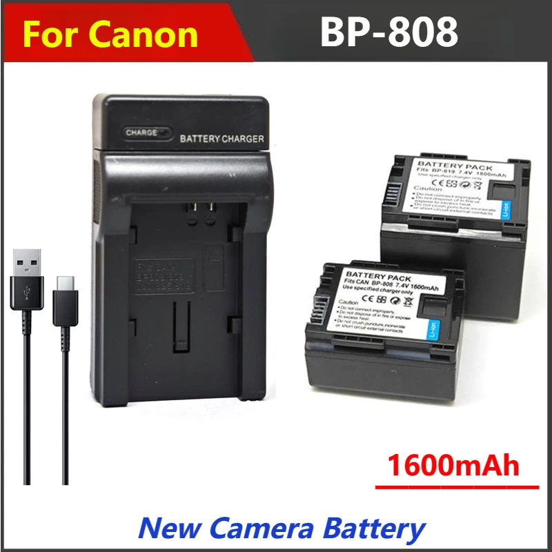 

1600mAh BP-808 BP 808 Battery Charger for Canon FS300 FS100 XA10 FS11 FS10 FS21 FS22 FS31 HG30 HG21 HG20 HF21 HF11 BP808 BP809