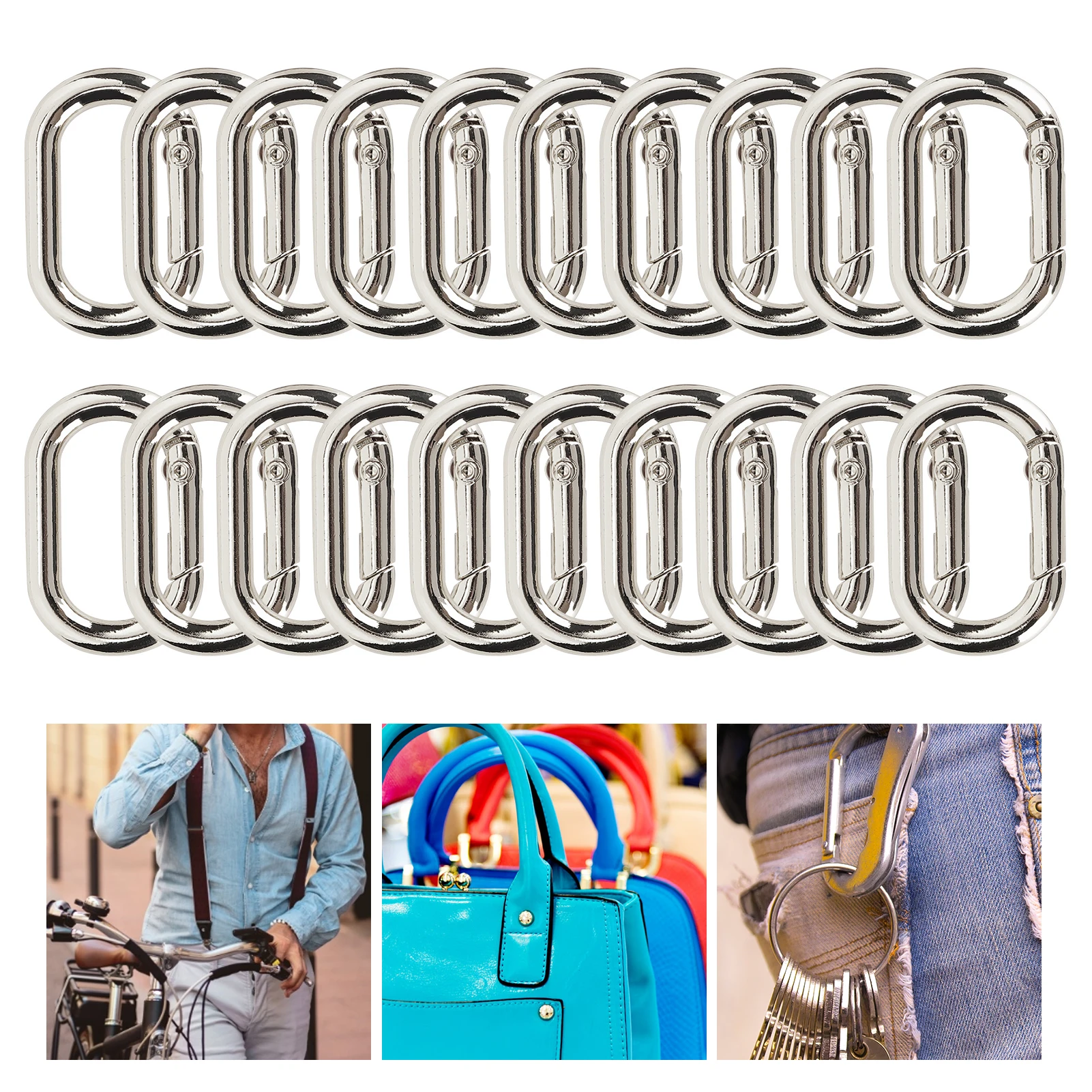 20Pcs Oval Spring Buckle 23mm Alloy Snap Hooks Clip for Bags Purses Keychain StrapBlack