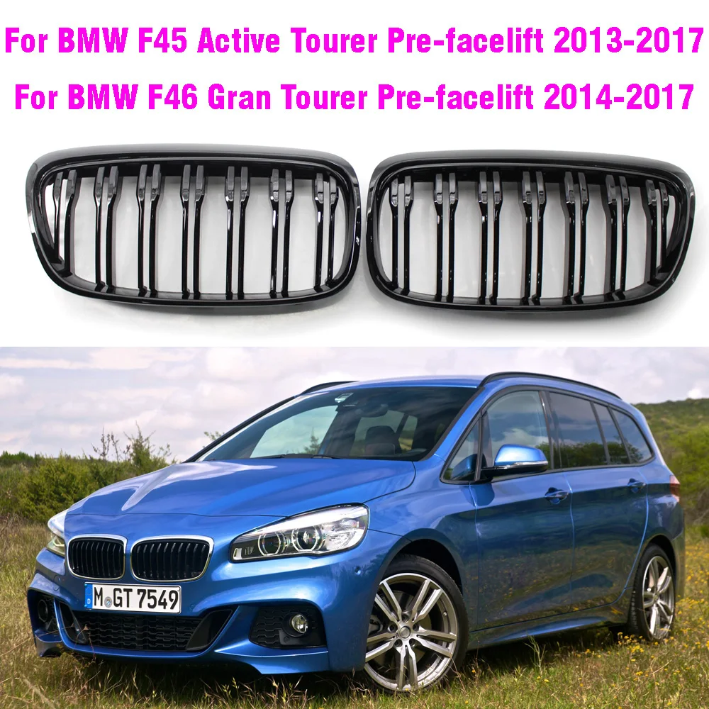 Black Front Bumper Grill Mesh For BMW 2 Series F45 Active Tourer F46 Gran Tourer 5 7 Seat 2014-2017 Replacement