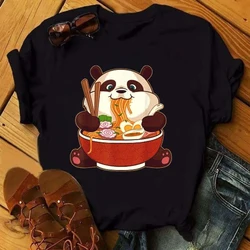 2023 new tees Kawaii  Anime Panda Otaku Japanese Ramen Noodles Gift female Novelty T-Shirt Women Casual Streetwear Harajuku Tee