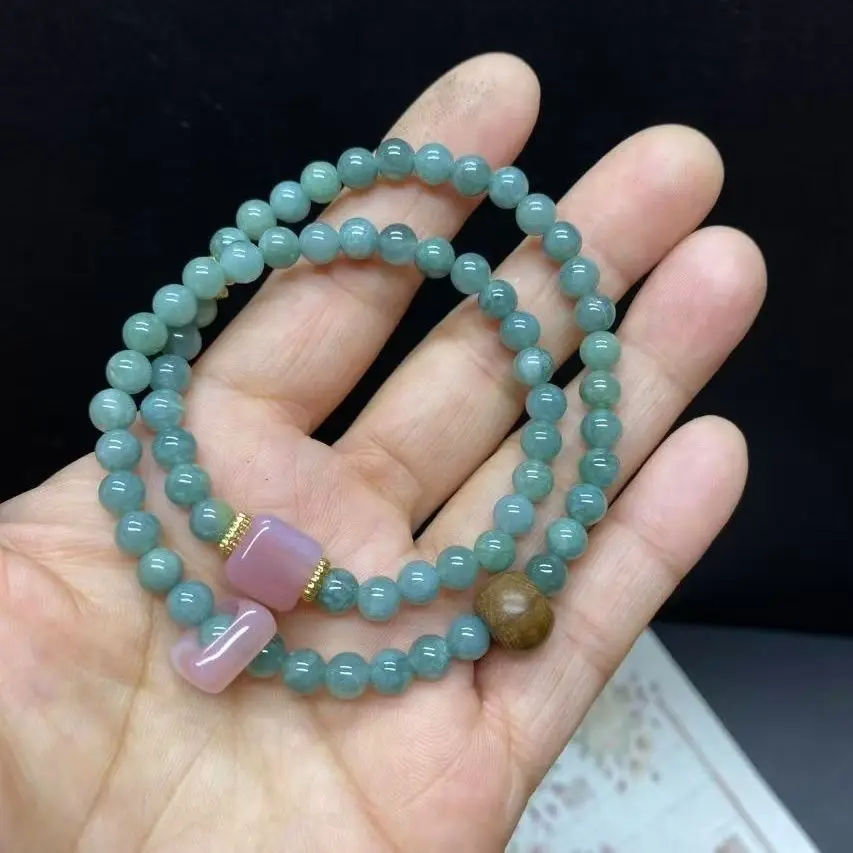 

Natural Original Jade Bracelet Double Circle Multi Circle Fresh HandString Design Dongling Hetian Jade All-match Ins Girlfriends