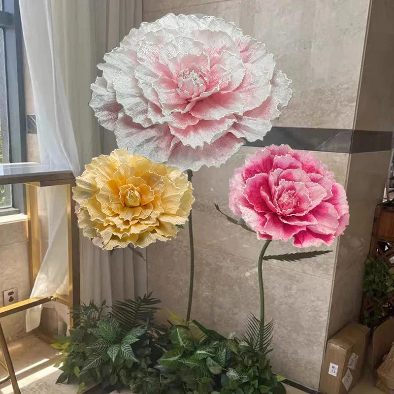 Giant Artificial Foaming Edge Velvet Peony Flower Wedding Road Lead Rose Flower Birthday Party Backdrop Decor Stage Window Layou