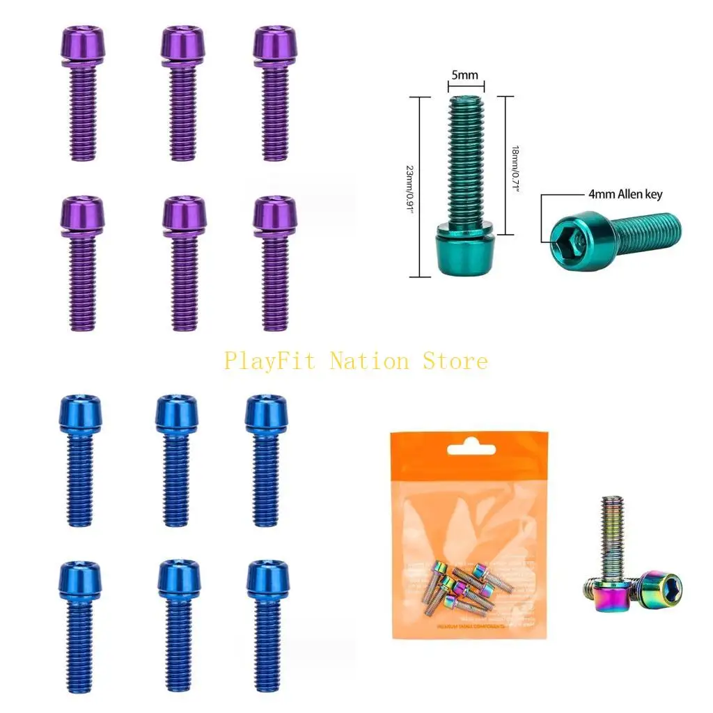 

242F 6 PCS Bike Stem Bolts Tapered Bolts Screw Bicycles Stem Top Cover Bolts Screw Bicycles Headset Bolts Screw with Washers