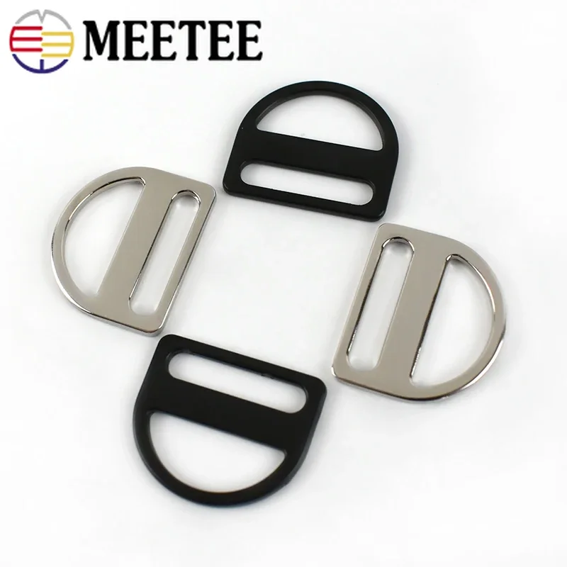 Meetee 10pcs ID25mm Metal D-shaped Tri-Glide Buckle D Hooks Half-round Ring Clasp DIY Bag Strap Hanging Rings Buckles Accessory